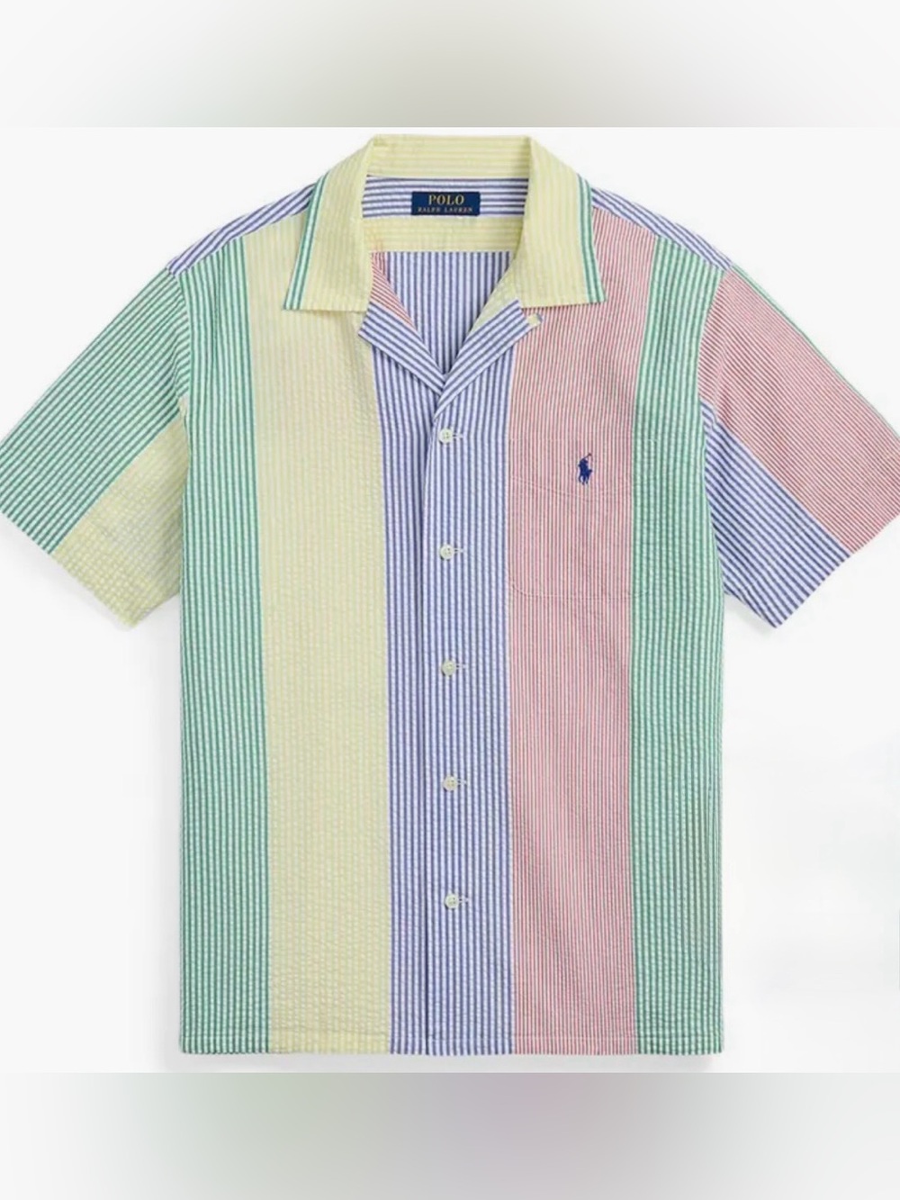 Polo by Ralph Lauren Camp Stripe Seersucker Camp Shirt Size Medium